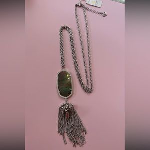 Kendra Scott Rayne Long Pendant Necklace in Silver Mother of Pearl